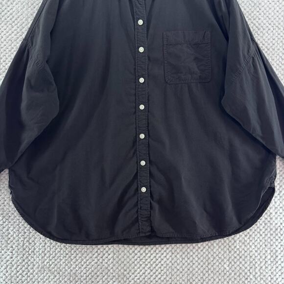 American Eagle Top Womens S Black Button Front Shirt Oversize Fit Long Sleeve - Picture 4 of 12